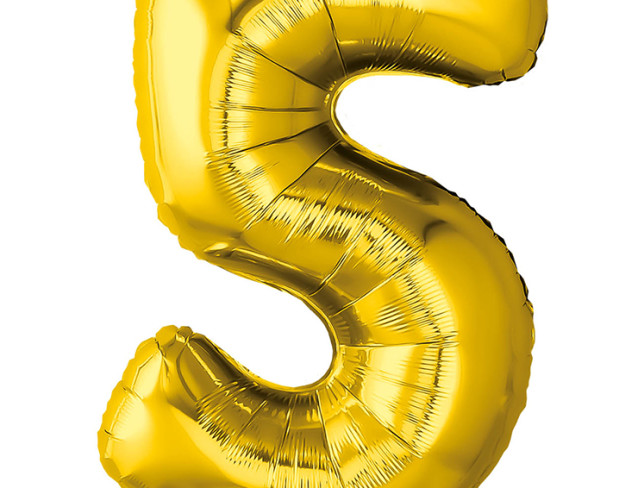 Balon cifra din folie "5" auriu foto